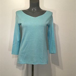 J. McLaughlin Light Blue V Neck Knit Top Size XS